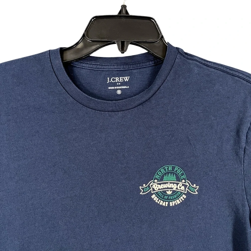 J.Crew North Pole Brewing Co Crewneck Shirt Mens M Navy Holiday Spirits Graphic